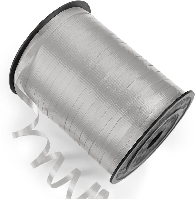 Isaspire 500 Yards Curling Ribbon with Spool, 1/5" Wide Crimped Texture Curling Ribbons - Perfect for Gift Box Wrapping, Florist Flowers, Birthday Party Decorations, Balloon String Ribbon in Silver - Image 1